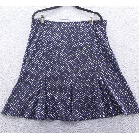 Talbots Dresses & Skirts - Talbots Petites Womens 14P Navy Blue Geometric Circle Print‎ ALine Flounce Skirt